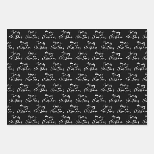 Modern Black White Snowflakes, prettige kerst Inpakpapier Vel (Voorkant 2)