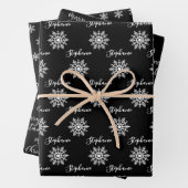 Modern Black White Snowflakes, prettige kerst Inpakpapier Vel (In situ)