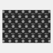Modern Black White Snowflakes, prettige kerst Inpakpapier Vel (Voorkant)