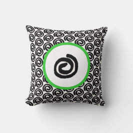 Modern Black White Spiral Lime Green Sierkussen