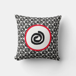 Modern Black White Spiral met rood Sierkussen