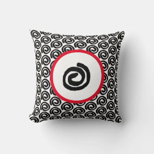Modern Black White Spiral met rood Sierkussen