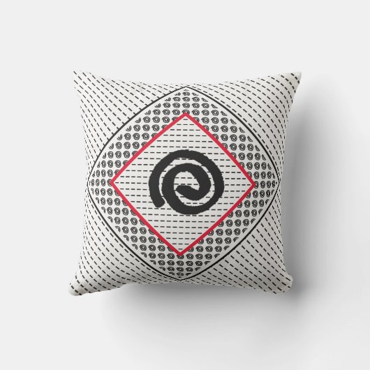 Modern Black White Spiral met rood Sierkussen (Achterkant)