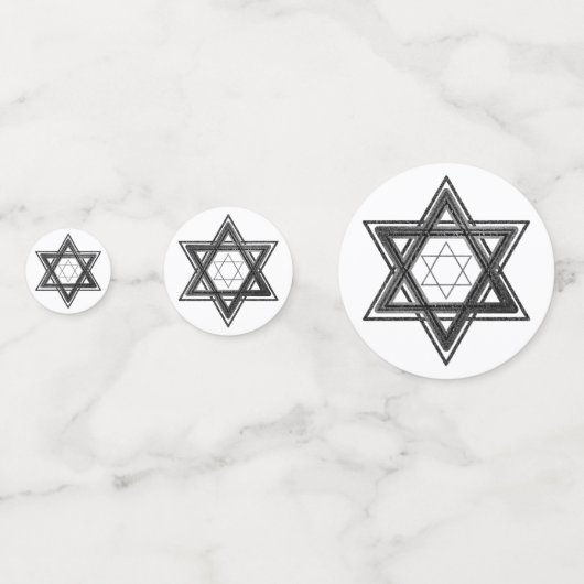 Modern Black White Star van David Happy Hanukkah Confetti (Achterkanten)