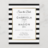 Modern Black White Stripe Wedding Save the Date Aankondigingskaart (Voorkant)