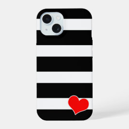 Modern Black & White Striped iPhone 15 Case