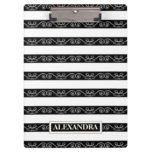 Modern Black White striped Klembord (Voorkant)