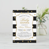 Modern Black White Stripes Baby shower Invitation Kaart (Staand voorkant)