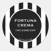 Modern Black & White Stripes Business Name  Ronde Sticker (Voorkant)