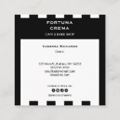 Modern Black & White Stripes Business Name  Vierkante Visitekaartje (Achterkant)