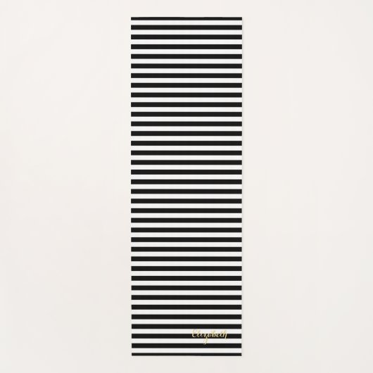 Modern Black White Stripes Gold Monogram Oefening Yogamat (Voorkant)