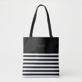 Modern Black White Stripes Monogram Summer Tote Bag (Voorkant)