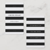 Modern Black White Stripes Personal Contact Kaart Contactkaartje (Voorkant / Achterkant)