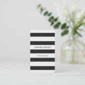 Modern Black White Stripes Personal Contact Kaart Contactkaartje (Staand voorkant)