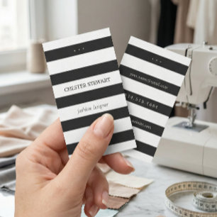 Modern Black White Stripes Personal Contact Kaart Contactkaartje