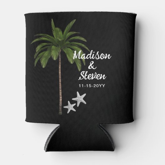 Modern Black White Summer Beach Weddenschap Favor Blikjeskoeler (Voorkant)