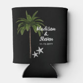 Modern Black White Summer Beach Weddenschap Favor Blikjeskoeler (Achterkant)
