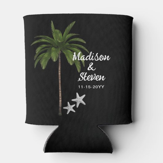 Modern Black White Summer Beach Weddenschap Favor Blikjeskoeler (Achterkant)