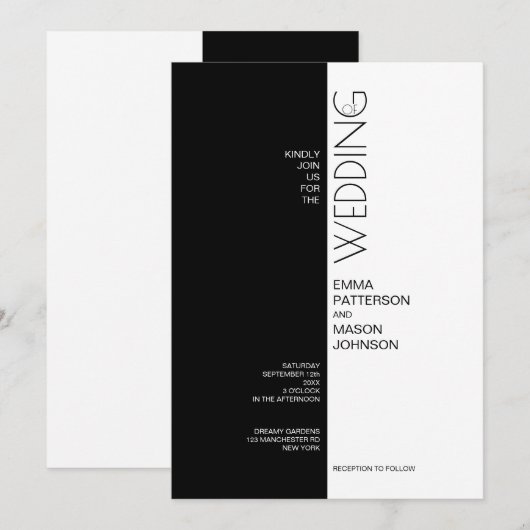 Modern Black White Symmetrical Kaart (Voorkant / Achterkant)