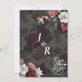 Modern Black & White Theme met Bourgogne Flowers Kaart (Achterkant)