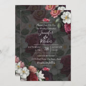 Modern Black & White Theme met Bourgogne Flowers Kaart (Voorkant / Achterkant)