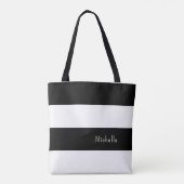 Modern Black White Trendy Stripes Tote Bag (Achterkant)