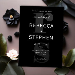 Modern Black White Typografie Monogrammen Weddensc Kaart