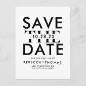 Modern Black White Typografie Save the Date Invita Briefkaart (Voorkant)