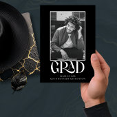 Modern Black White Typography Afstuderen Foto Aankondiging