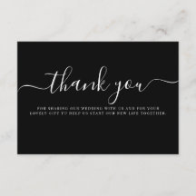 Modern Black White Typography Weddenschap Bedankt
