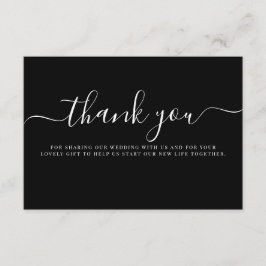 Modern Black White Typography Weddenschap Bedankt Informatiekaartje