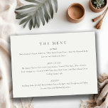 Modern Black & White Typography Wedding Mini Menu<br><div class="desc">Als u nog meer aanpassingen nodig hebt,  kunt u mij op yellowfebstudio@gmail.com vrij klikken.</div>