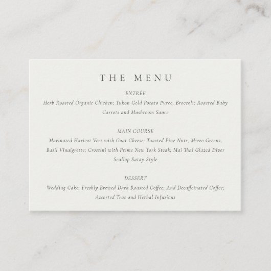 Modern Black & White Typography Wedding Mini Menu (Voorkant)
