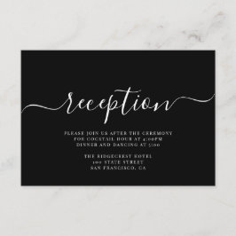Modern Black White Typography Wedding Reception Informatiekaartje