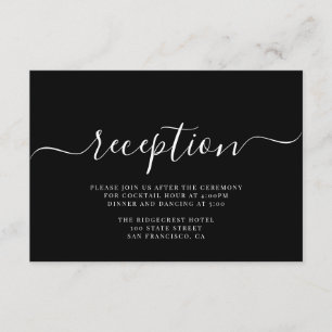 Modern Black White Typography Wedding Reception Informatiekaartje