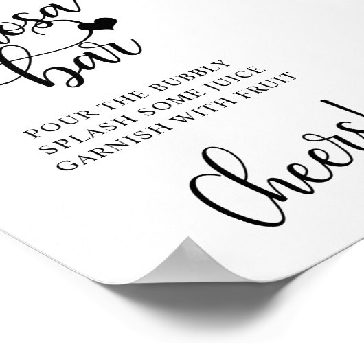 Modern Black White Vrijgezellenfeest Party MIMOSA  Poster (Hoek)