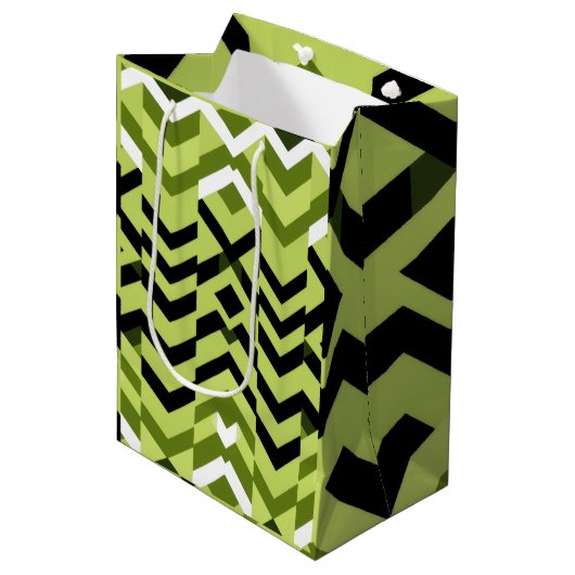 Modern Black White Wasabi Geometric Sharp Art Medium Cadeauzakje (Voorkant Gekanteld)