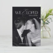 Modern Black & White We Eloped Wedding Aankondiging (Staand voorkant)