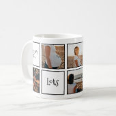 Modern Black White We houden van je moeder 6 Foto Koffiemok (Voorkant links)