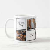 Modern Black White We houden van je moeder 6 Foto Koffiemok (Links)