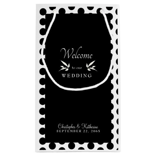 Modern Black & White Weddenschap Welkom Favor Klein Cadeauzakje (Achterkant)