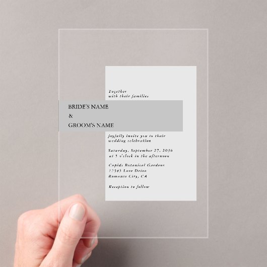 Modern Black & White Wedding Acryl Uitnodigingen (Insitu (Draagbaar))