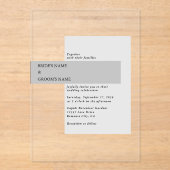 Modern Black & White Wedding Acryl Uitnodigingen (Voorkant)