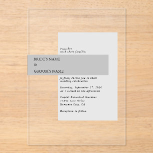 Modern Black & White Wedding Acryl Uitnodigingen