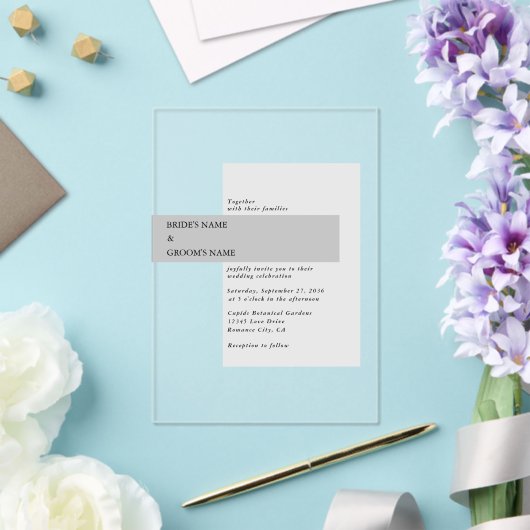 Modern Black & White Wedding Acryl Uitnodigingen (Insitu (Huwelijk))