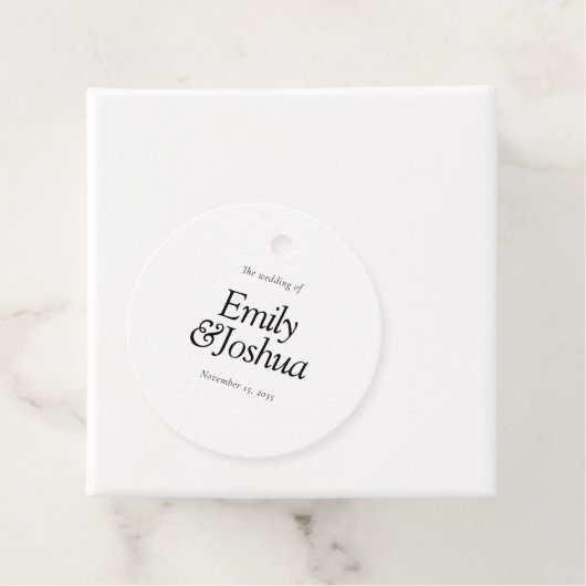 Modern Black & White Wedding Bedankjes Labels (In situ)