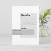 Modern Black & White Wedding Bedankkaart (Staand voorkant)