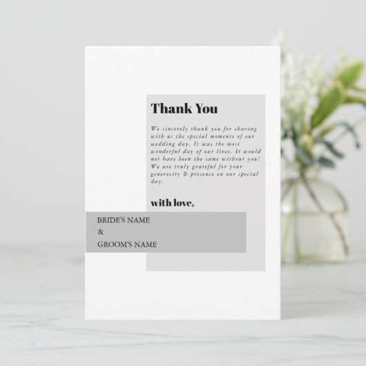 Modern Black & White Wedding Bedankkaart (Staand voorkant)