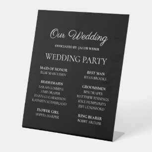 Modern Black White Wedding Bridal Party Reclamebord Met Voetstuk
