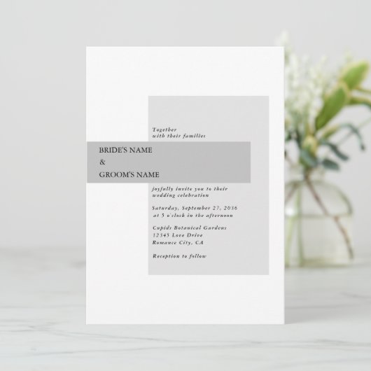 Modern Black & White Wedding Kaart (Staand voorkant)